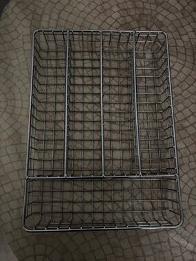 Chrome Wire silverware storage- Compact Stainless Look